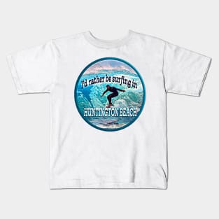 Huntington Beach, California Surfing Logo Kids T-Shirt